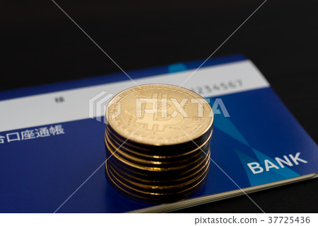 虛擬貨幣的圖像·位硬幣和存摺 37725436