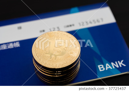 虛擬貨幣的圖像·位硬幣和存摺 37725437