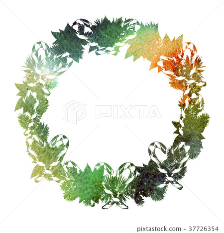 Watercolor texture. Christmas wreath. Watercolor texture. Christmas wreath. 37726354