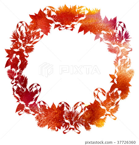 Watercolor texture. Christmas wreath.  37726360