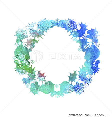Watercolor texture. Christmas wreath.  37726365