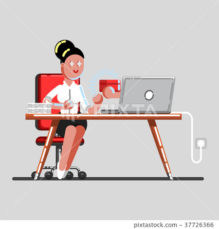 Girl order a package via laptop 37726366