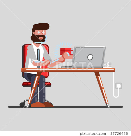 Man order a package via laptop 37726456