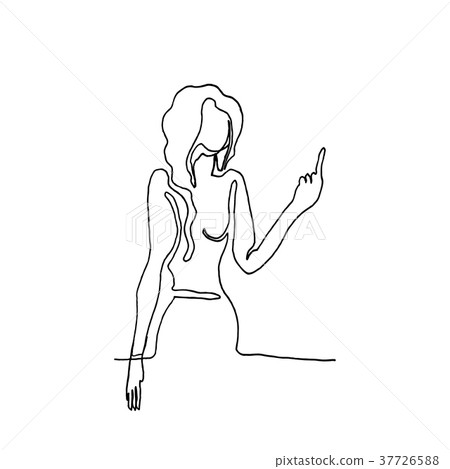 Continuous one line drawing. Strong woman,  37726588