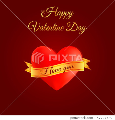 A voluminous red heart tied with a ribbon with an A voluminous red heart tied with a ribbon with an 37727589