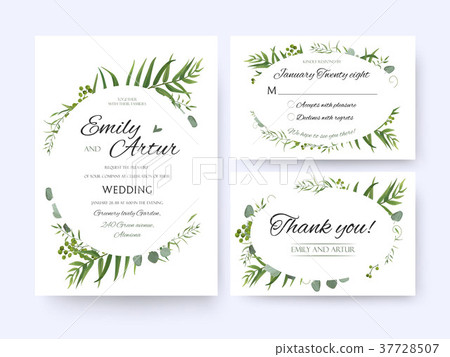 Wedding invite, rsvp thank you card floral design Wedding invite, rsvp thank you card floral design 37728507