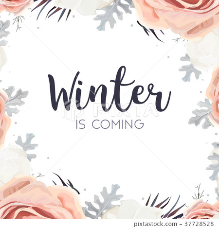 Vector floral design card. Pink peach garden Roses 37728528