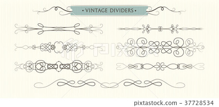 Vector hand drawn flourishes, dividers element set 37728534
