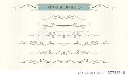 Vector hand drawn flourishes graphic element set 37728540
