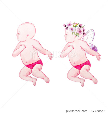 Watercolor baby vector illustration 37728545