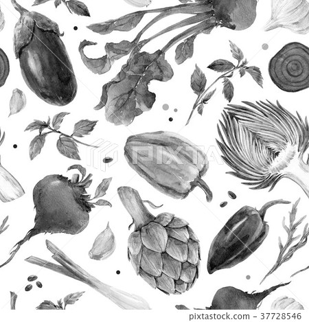 Watercolor vegetable pattern 37728546