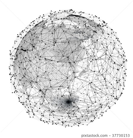 Close up of Earth and network lines on top of it 37730153