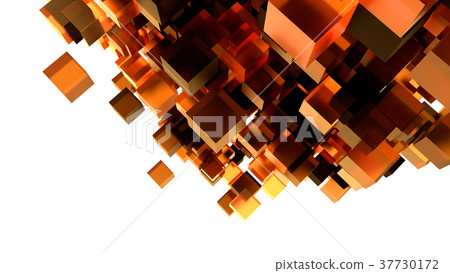 Abstract Background With Orange 3D Cubes 37730172