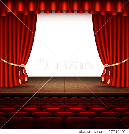Stage with red curtain. EPS 10 vector 37730401