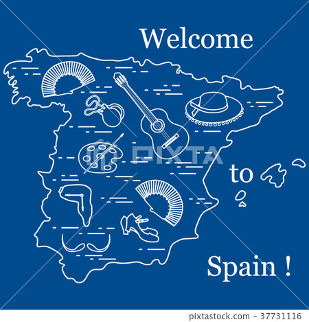 various symbols of Spain arranged in a various symbols of Spain arranged in a 37731116