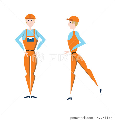 The character of a worker man in overalls, orange The character of a worker man in overalls, orange 37731152