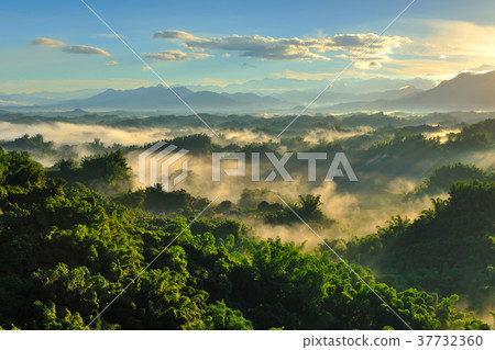 臺灣,臺南,二寮,二寮觀日亭,日出,晨曦,清晨,光線,陽光,霧氣,雲,山,臺南旅遊,臺南景點 37732360