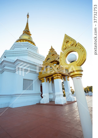 Beautiful pagoda in Wat Phra Thad Santidham temple Beautiful pagoda in Wat Phra Thad Santidham temple 37732753