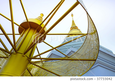 Beautiful pagoda in Wat Phra Thad Santidham temple Beautiful pagoda in Wat Phra Thad Santidham temple 37733042