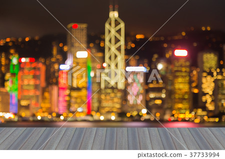 Night blurred bokeh light Hong Kong  37733994