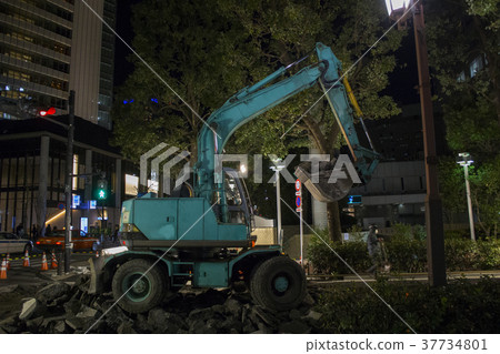 Road construction Excavator side Road construction Excavator side 37734801