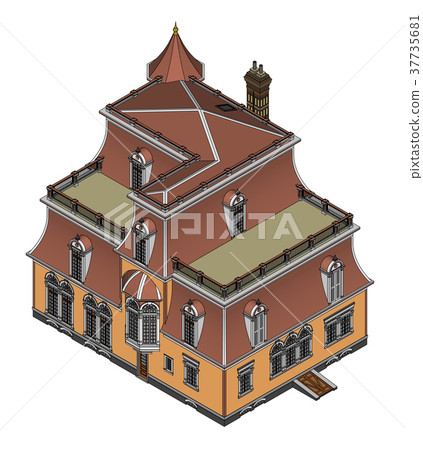 Old house in Victorian style. Illustration on Old house in Victorian style. Illustration on 37735681