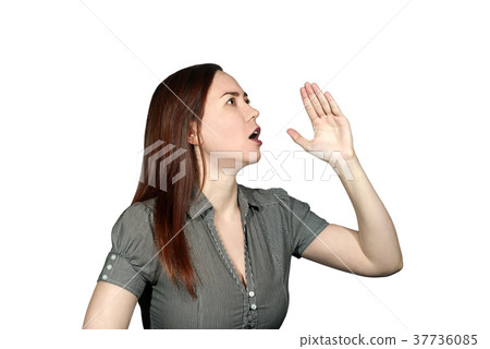 woman screams to people woman screams to people 37736085
