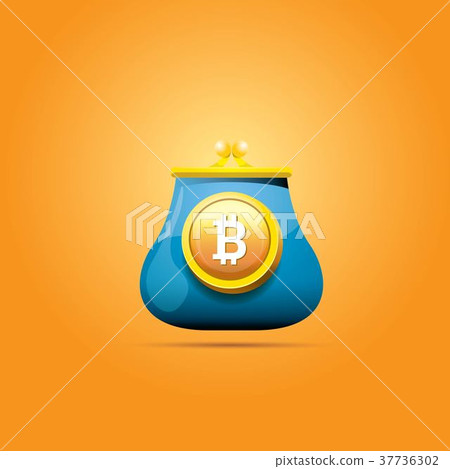vector blue bitcoin wallet with coins isolated on vector blue bitcoin wallet with coins isolated on 37736302
