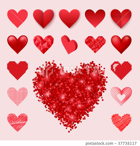 Red heart sharp vector pink color card beautiful Red heart sharp vector pink color card beautiful 37738117