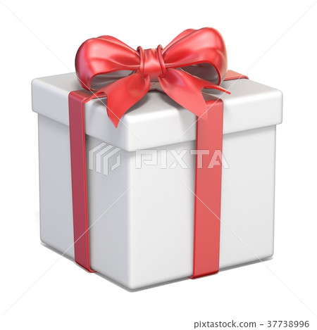 White gift box and red ribbon bow 3D - Stock Illustration [37738996 ...