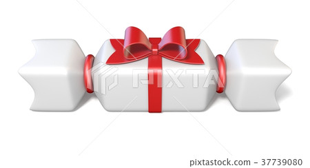 White gift box and red ribbon bow 3D - Stock Illustration [37739080 ...