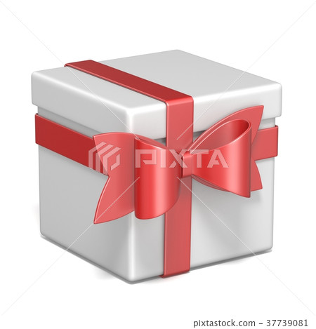 White gift box and red ribbon bow 3D - Stock Illustration [37739081 ...