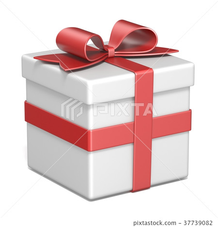 White gift box and red ribbon bow 3D - Stock Illustration [37739082 ...
