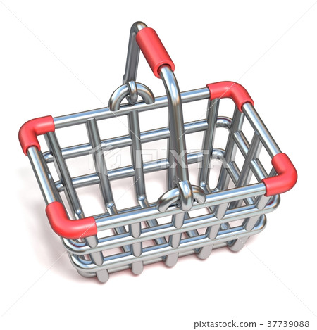Steel wire shopping basket cartoon icon 3D Steel wire shopping basket cartoon icon 3D 37739088