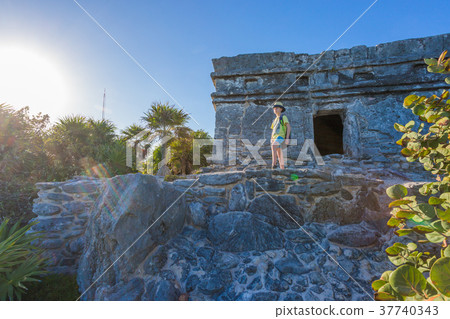Kid on the top of antique ruins 37740343