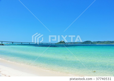 山口縣藍天和藍色海和Tsunoshima Ohashi 37740531