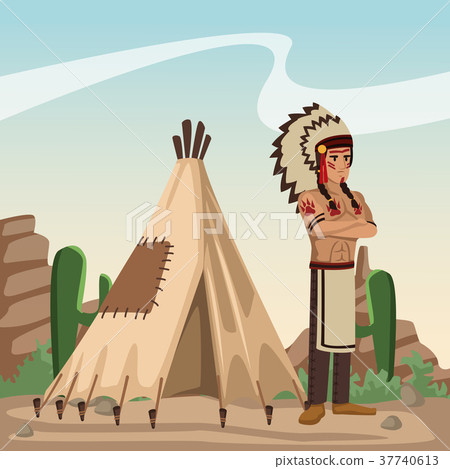 American indian cartoon in desert 37740613