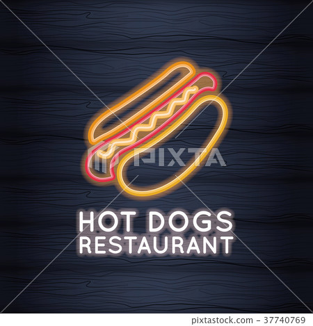 Hot dog restaurant neon lights 37740769