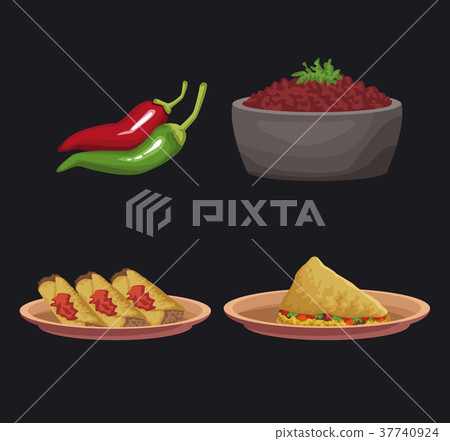 Mexican food icons 37740924