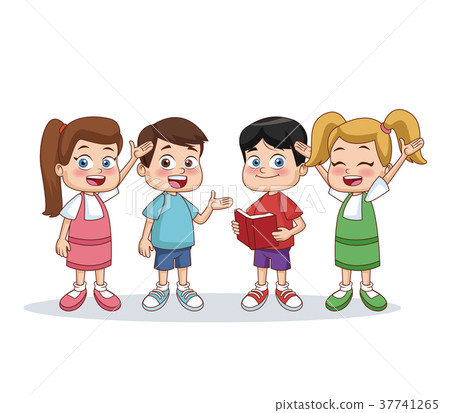 插图素材 little students kids cartoon