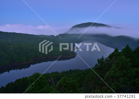 高山湖泊,湖,清晨,水,高山,山,山嵐,雲,霧氣,氣象,森林,丘陵,寧靜,芬多精,森林浴 37741291