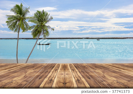 top desk with Coconut tree and sky background top desk with Coconut tree and sky background 37741373