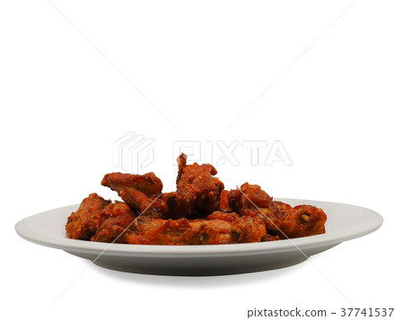 Fried chicken on white background. 37741537