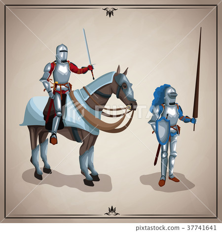 Medieval warriors with horse 37741641