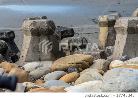 Tetrapod wave breaker block Shatan beach sand beach Tetrapod wave breaker block Shatan beach sand beach 37743343