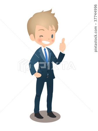 在出去一個好標誌的衣服的年輕男性商人 在出去一個好標誌的衣服的年輕男性商人 37744996