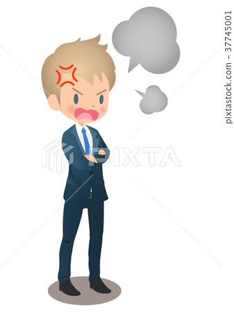 Young male businessman in suit getting furiously angry 37745001