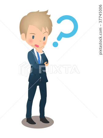 Young male businessman in suit thinking Young male businessman in suit thinking 37745006
