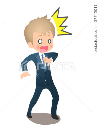 Young male businessman in suit getting shocked 37745011