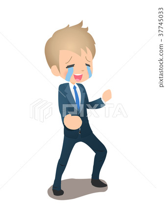 在衣服的年輕男性商人哭泣和喜歡 在衣服的年輕男性商人哭泣和喜歡 37745033